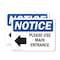 Signmission Please Use Main Entrance Left Arrow OSHA Notice Sign, Plastic, 10in W x 7in L, 2PK OS-2PACK-NS-P-710-L-17615 - alternate 1